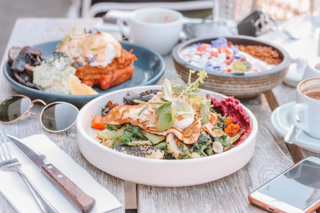 a plate of food on a table.
brunch. lunch. food amsterdam. 